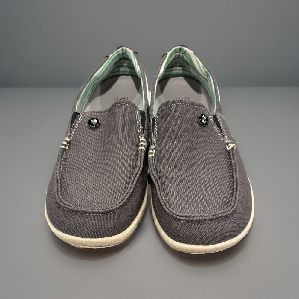Walk Hero Womens 7.5W Gray Plantar Fasciitis Canvas Walking Shoes Casual Loafers